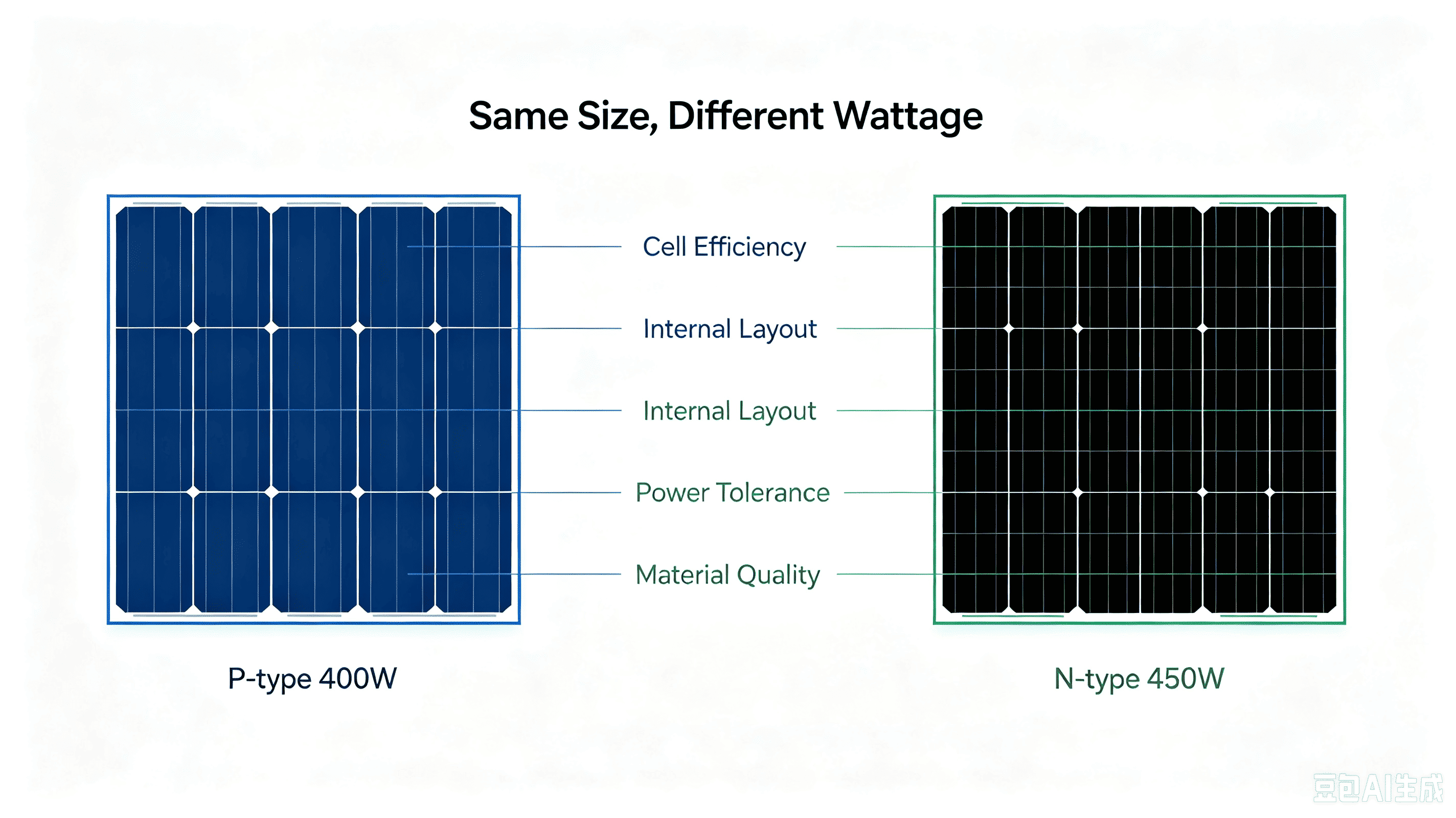 Why Same-Size Solar Panels Have Different Wattage Output?