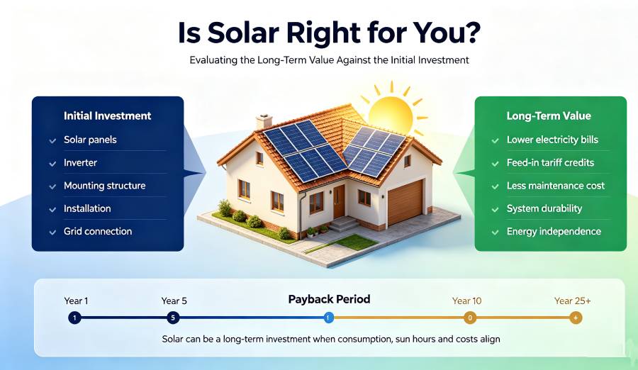 Solar ROI vs Initial Investment Flowchart