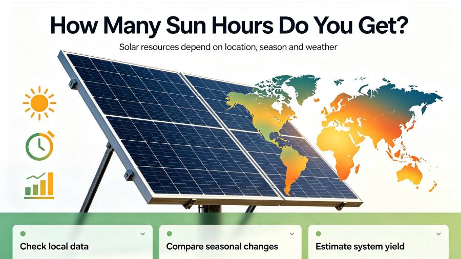 Peak Sun Hours vs Daylight Hours Peak Sun Hours vs Daylight Hours Concept Diagram